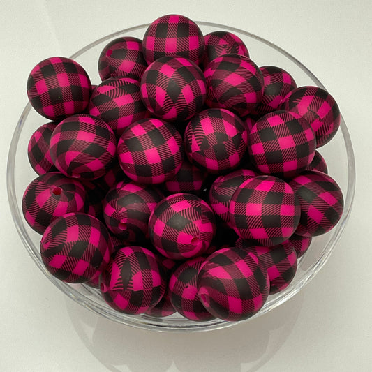 Fuchsia Lumber Luxe 19mm Print Silicone Bead