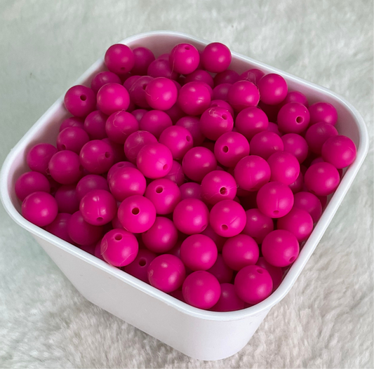 Magenta 9mm Solid Silicone Beads