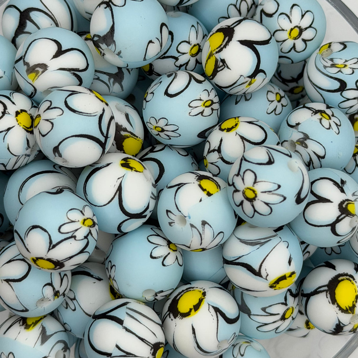 Daisy Doodle 15mm Silicone Bead