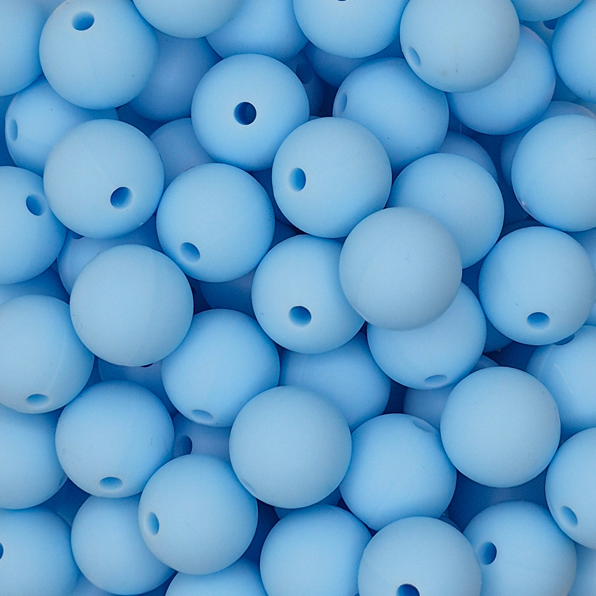 Baby Blue 12mm Solid Silicone Beads