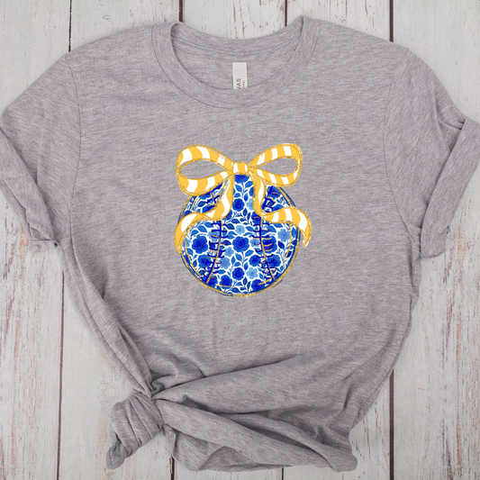 Blue Floral Baseball/Softball -DTF Transfer Print