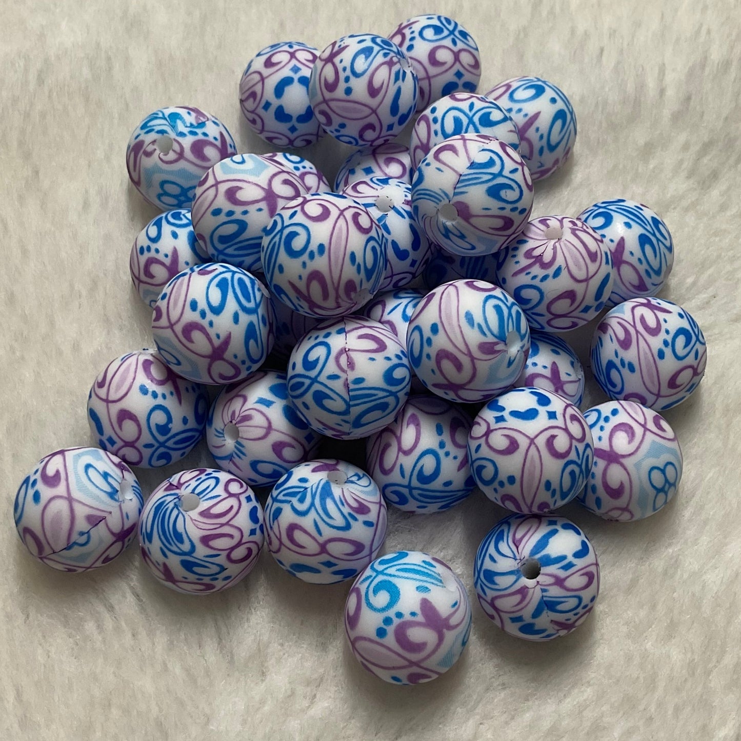 Paisley Doodles 15mm Silicone Bead