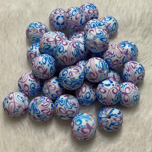 Paisley Doodles 15mm Silicone Bead