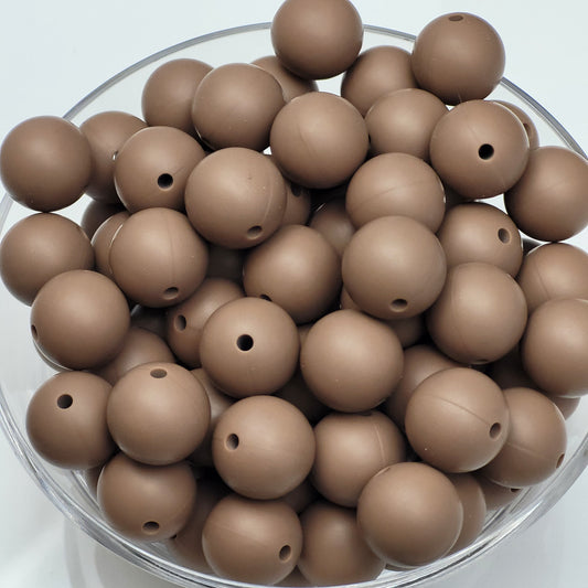 Malt Chocolate 15mm Solid Silicone Beads