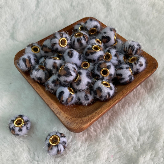 Animal Print Fuzzy Bead 15mm