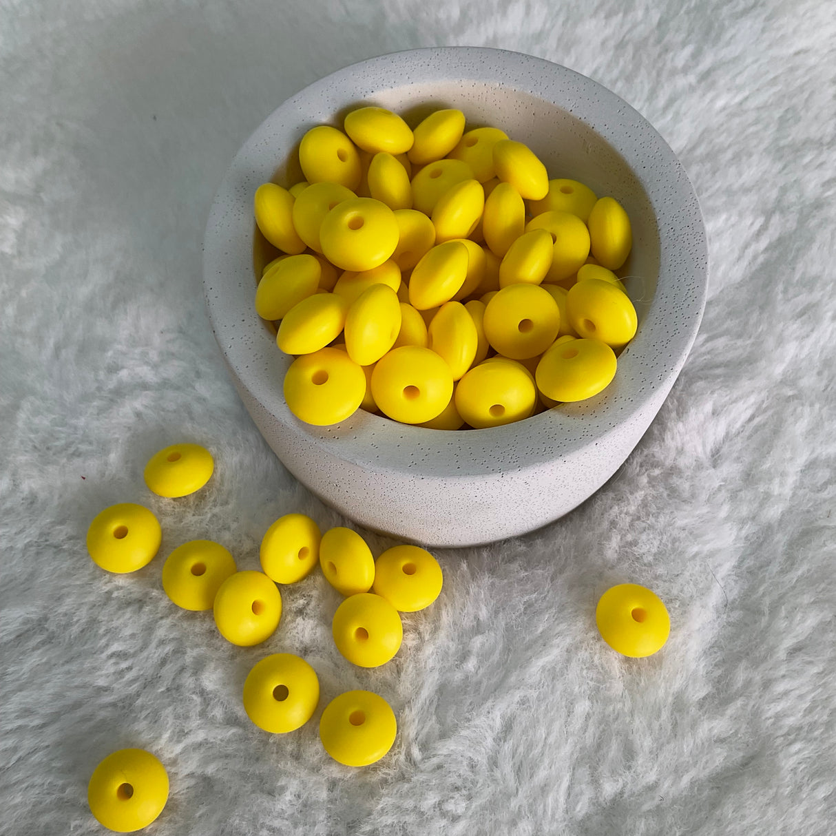 Lemon Yellow Lentil 12*7mm Solid Silicone Beads