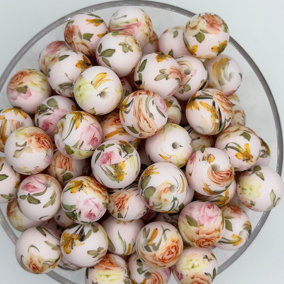 Vintage Rosebud 15mm Silicone Bead