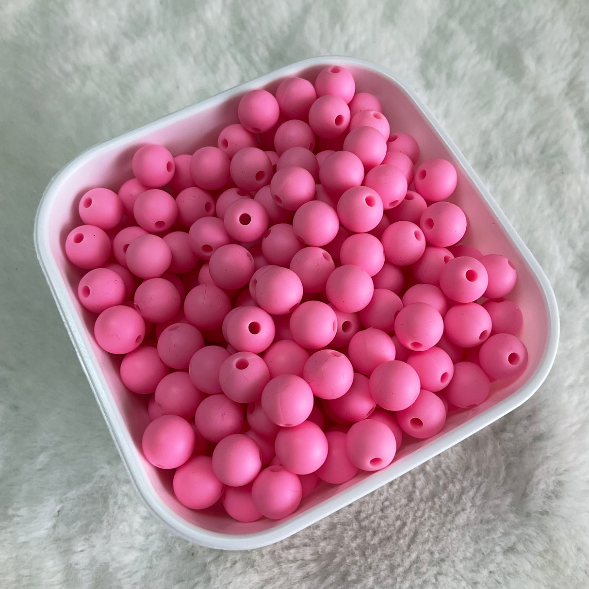 Pink 9mm Solid Silicone Beads