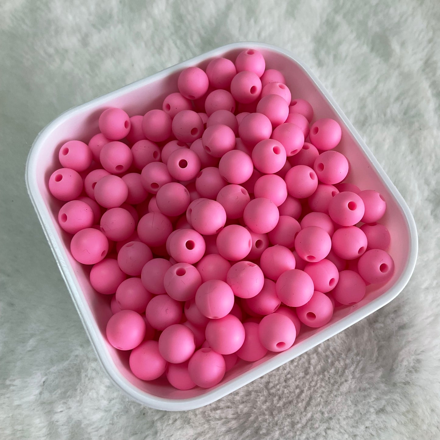 Pink 9mm Solid Silicone Beads