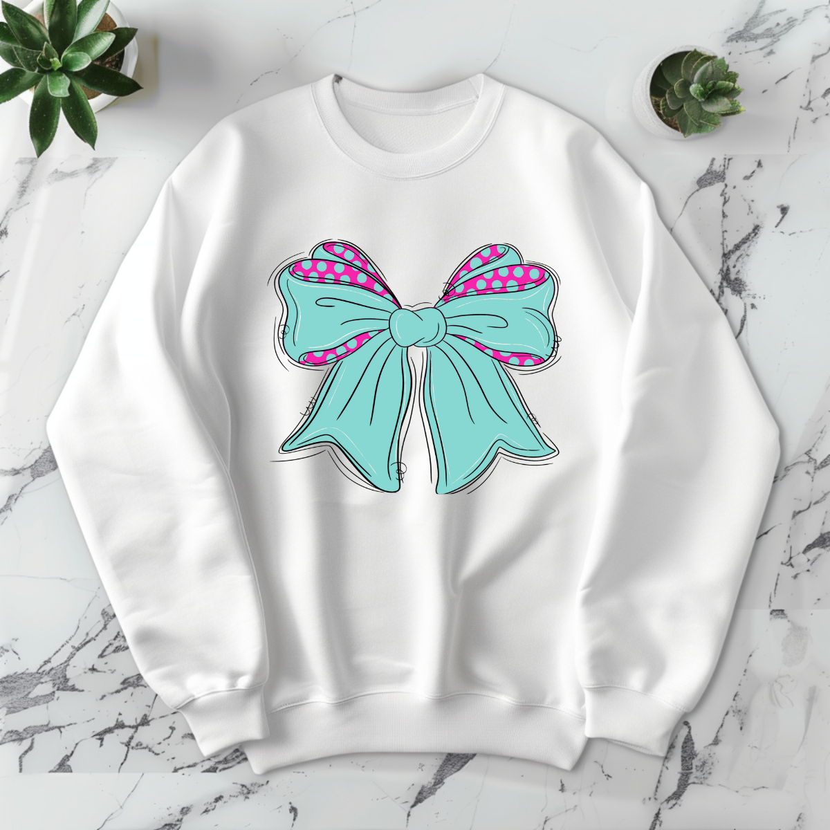 Teal Bow with Polk-a-Dots -DTF Transfer Print