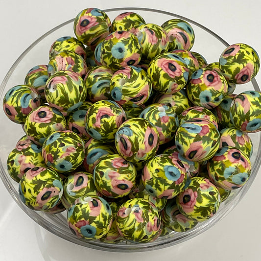 Wild Poppies 15mm Silicone Bead