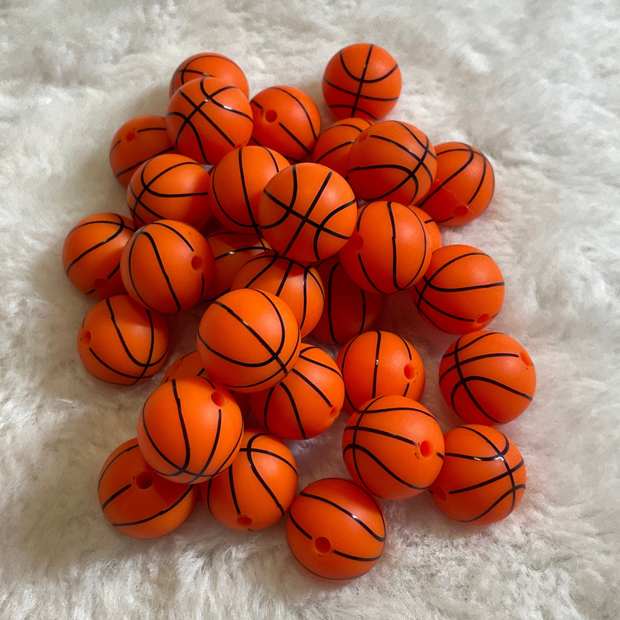 Basketball Print 15mm Silicone Bead