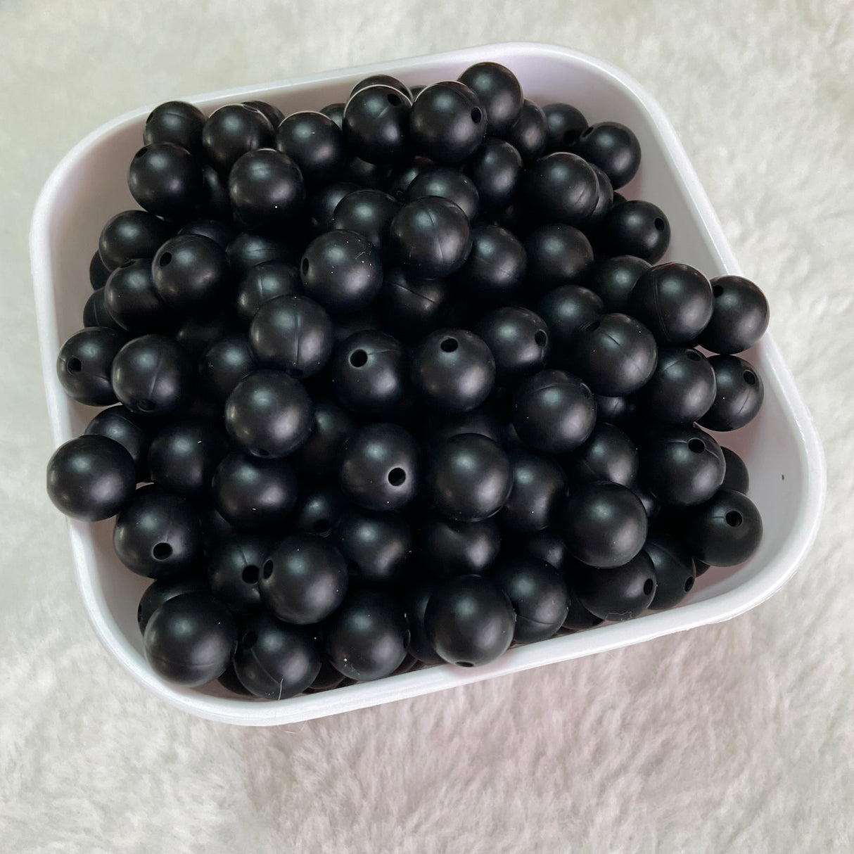 Black 9mm Solid Silicone Beads