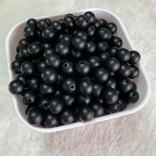 Black 9mm Solid Silicone Beads