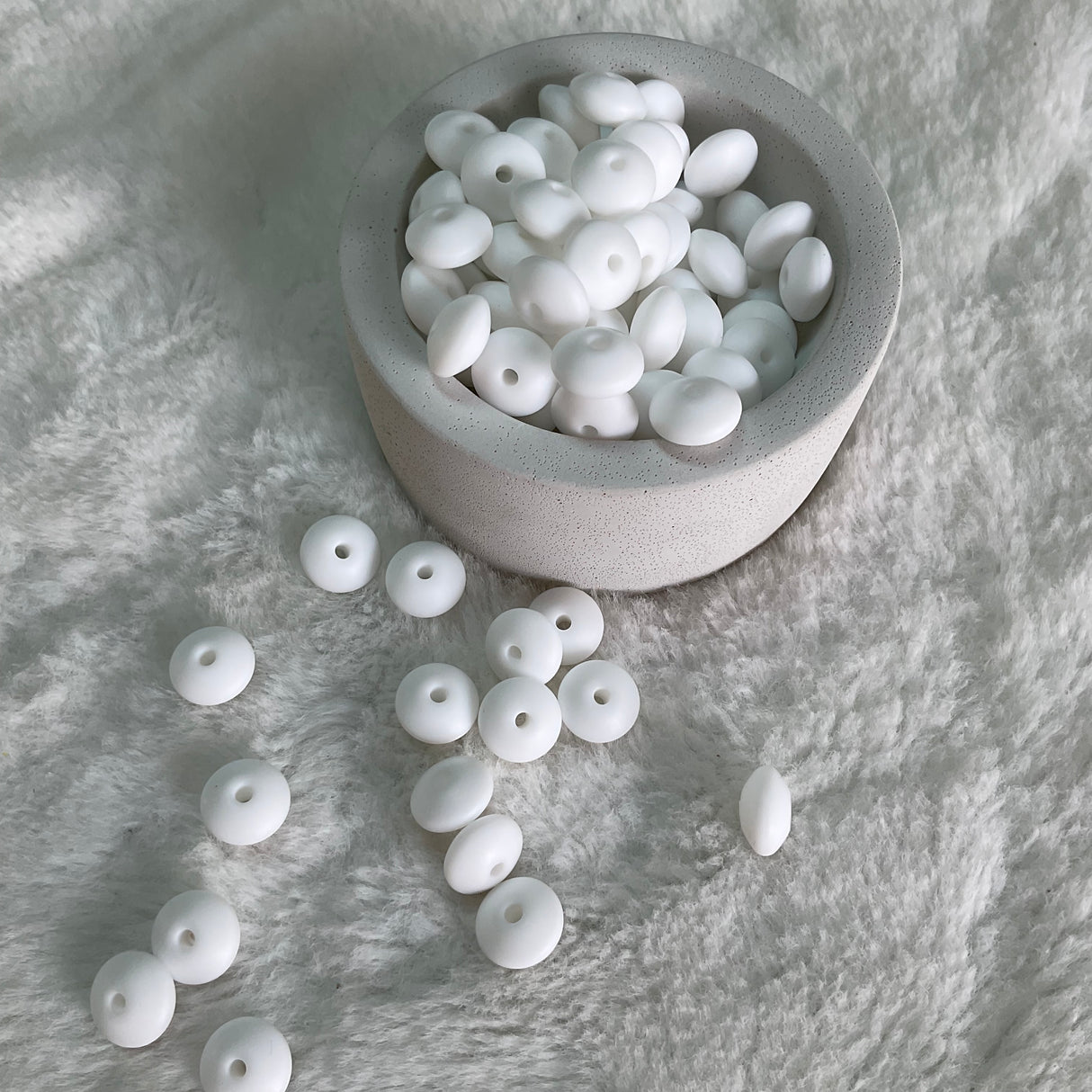 White Lentil 12mm*7mm Solid Silicone Beads