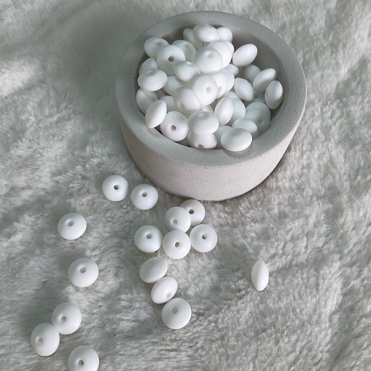White Lentil 12mm*7mm Solid Silicone Beads