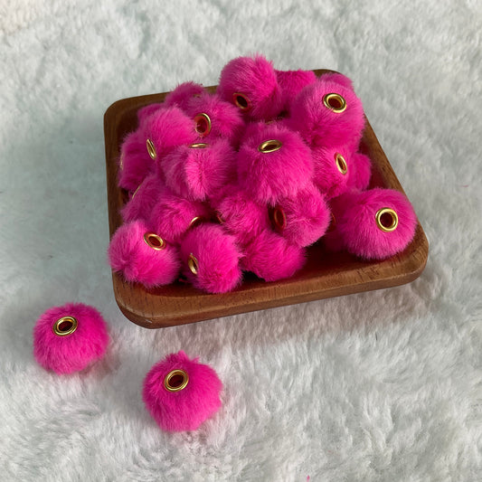 Bright Pink Fuzzy Bead 20mm