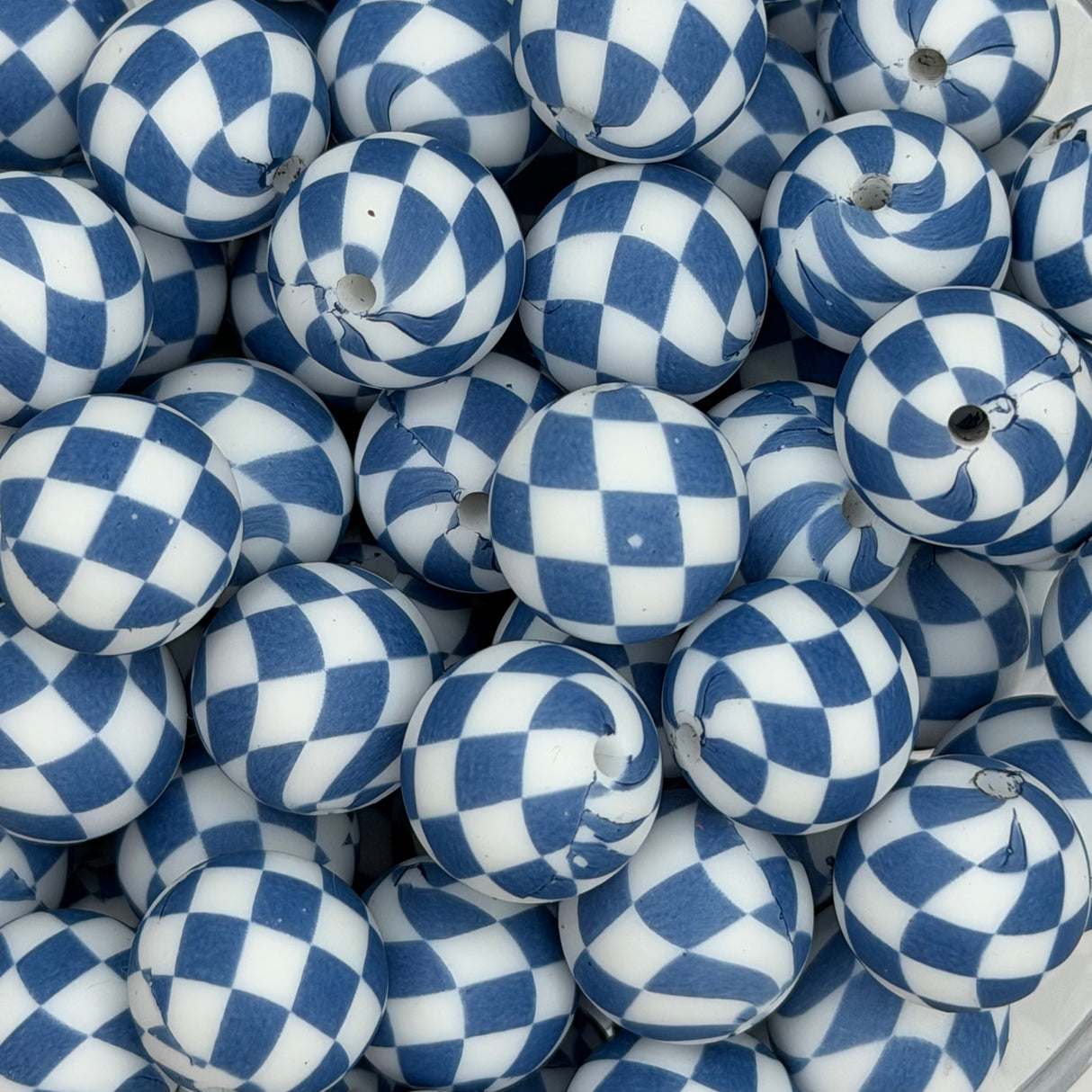 Blueberry Checkmate 15mm Silicone Bead