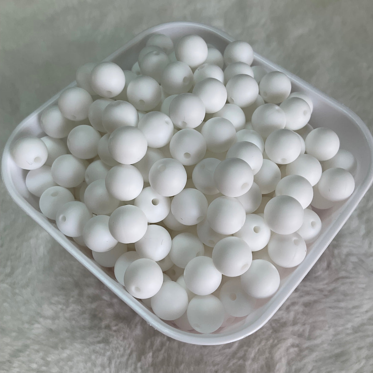 White 9mm Solid Silicone Beads
