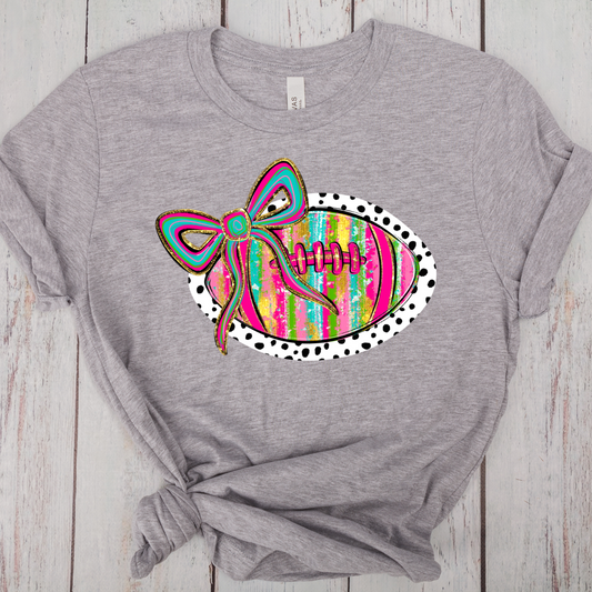 Painted Football with Bow -DTF Transfer Print