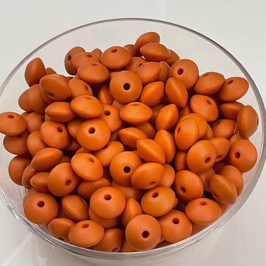 Pumpkin Spice Lentil 12mm*7mm Solid Silicone Beads