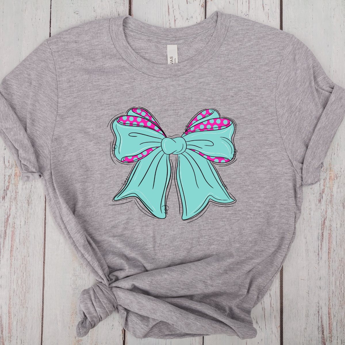 Teal Bow with Polk-a-Dots -DTF Transfer Print