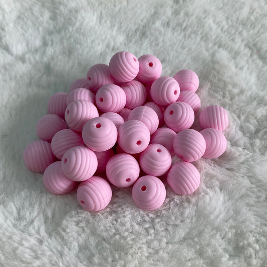 Candy Pink Honeycomb 15mm Silicone Bead