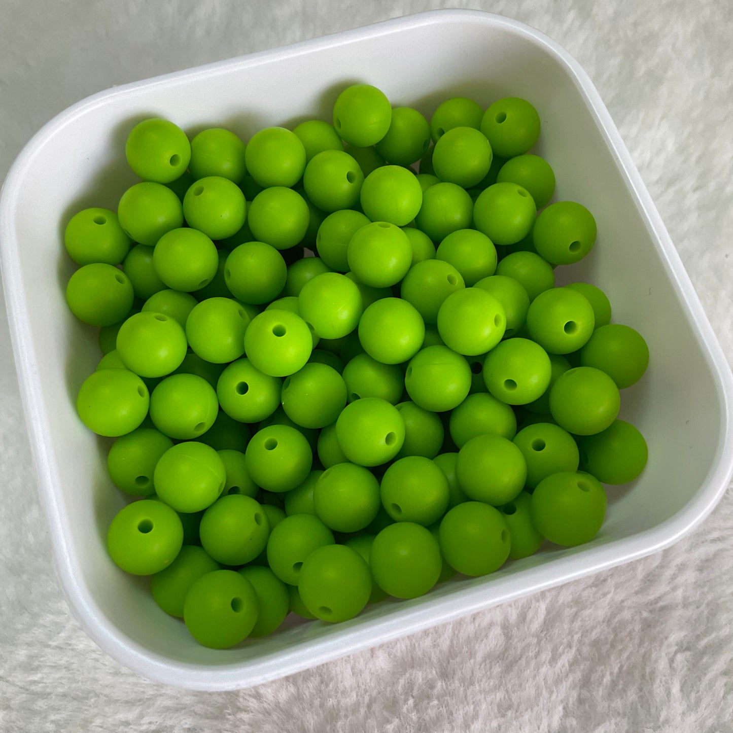Lime Green 9mm Solid Silicone Beads