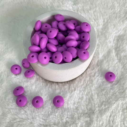 Lavender Lentil 12mm*7mm Solid Silicone Beads