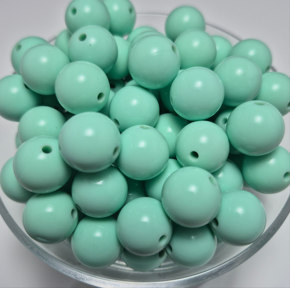 Mint Liquid 15mm Solid Silicone Beads