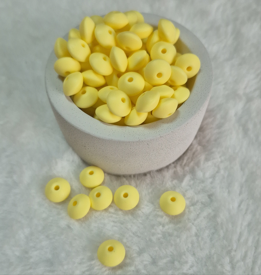 Butter Lentil 12mm*7mm Solid Silicone Beads