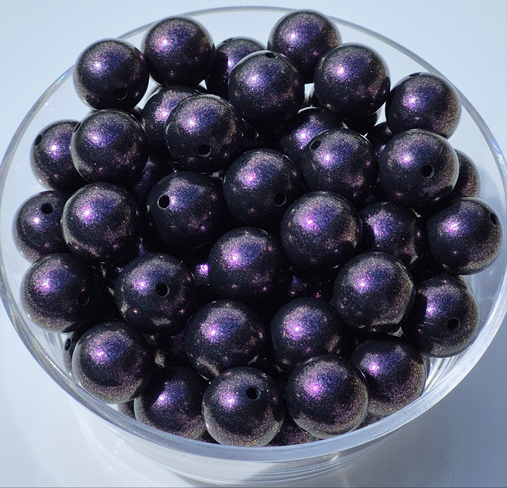 Black Pearl Glitz Chameleon 15mm Silicone Beads