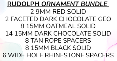 Reindeer Ornament Bead Bundle - Dark Chocolate Body with faceted Geo