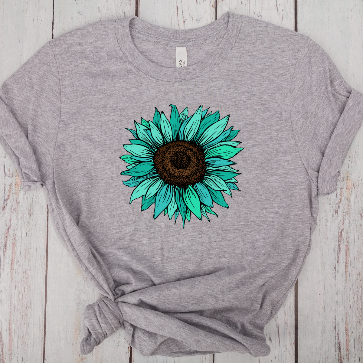 Teal Sunflower - DTF Transfer Print