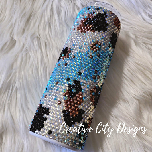 Cow Twist Glass Rhinestone Tumbler - 20oz