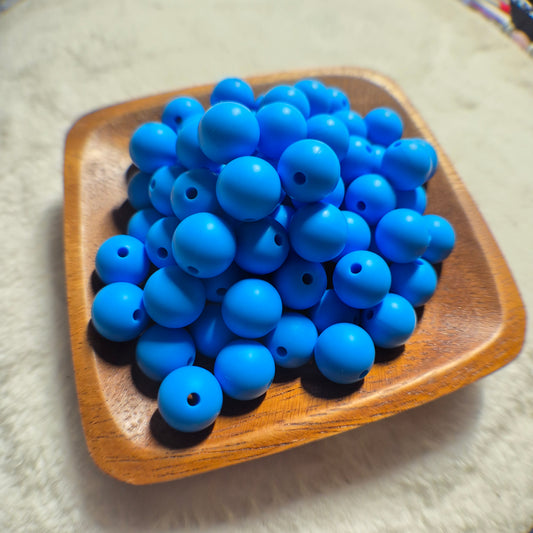 Sky Blue 12mm Solid Silicone Beads