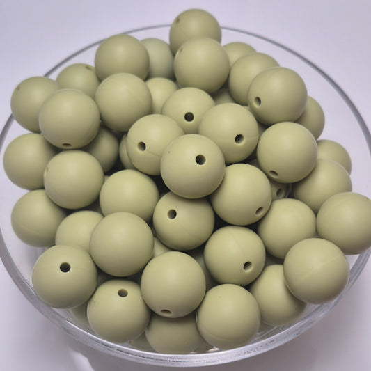 Sage 15mm Solid Silicone Beads