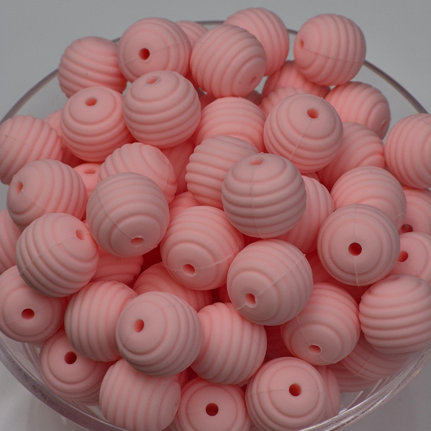 Baby Pink Honeycomb 15mm Silicone Bead
