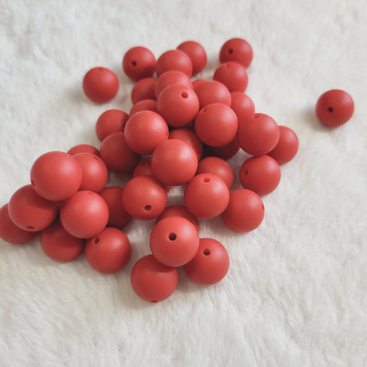Brick Red 15mm Solid Silicone Beads