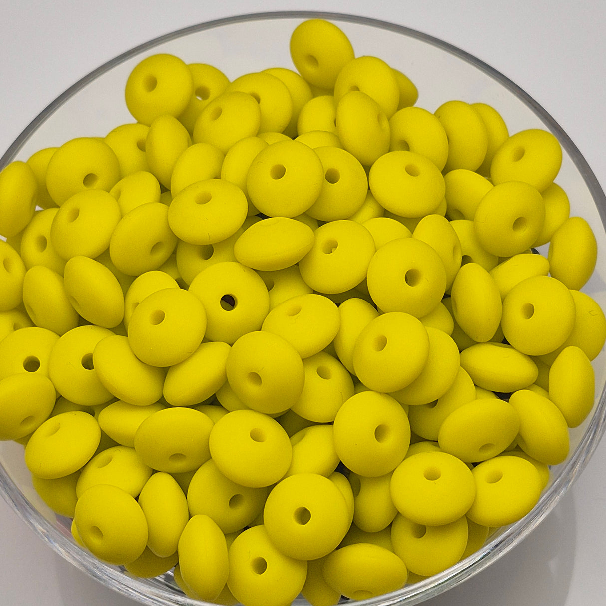 Lemon Lime Lentil 12mm*7mm Solid Silicone Beads