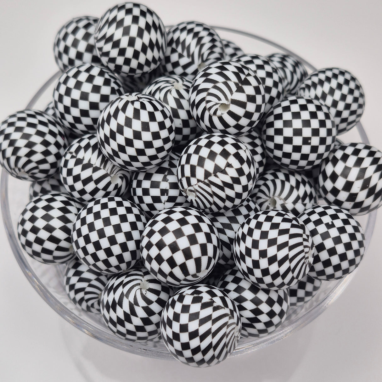 Check Me Out White 19mm Print Silicone Bead