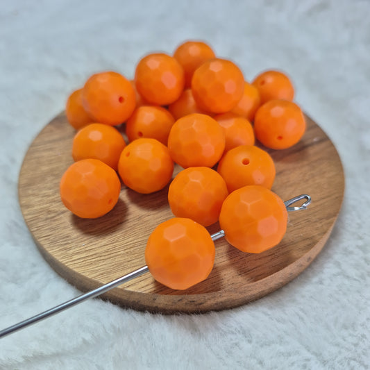 Orange Faceted Orb 16mm Silicone Beads