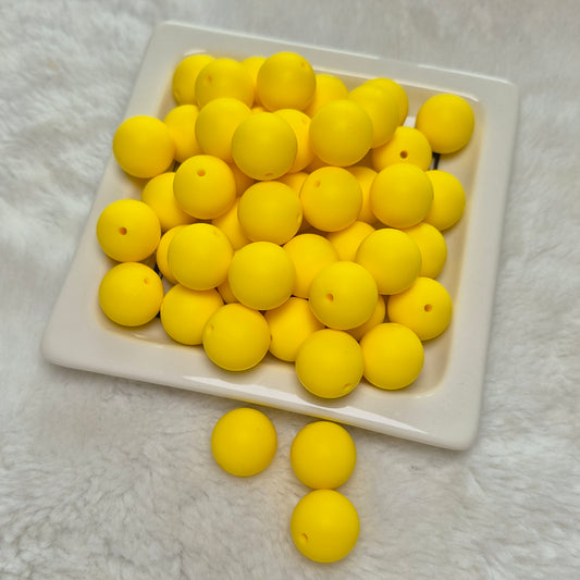 Lemon Yellow 19mm Solid Silicone Beads