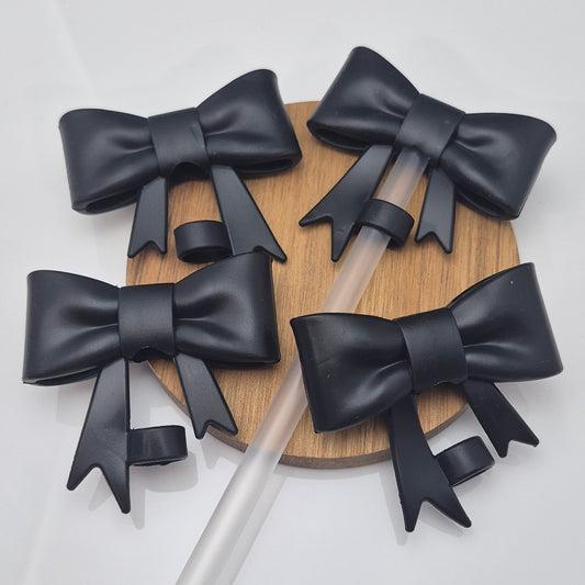 Black Bow Straw Topper