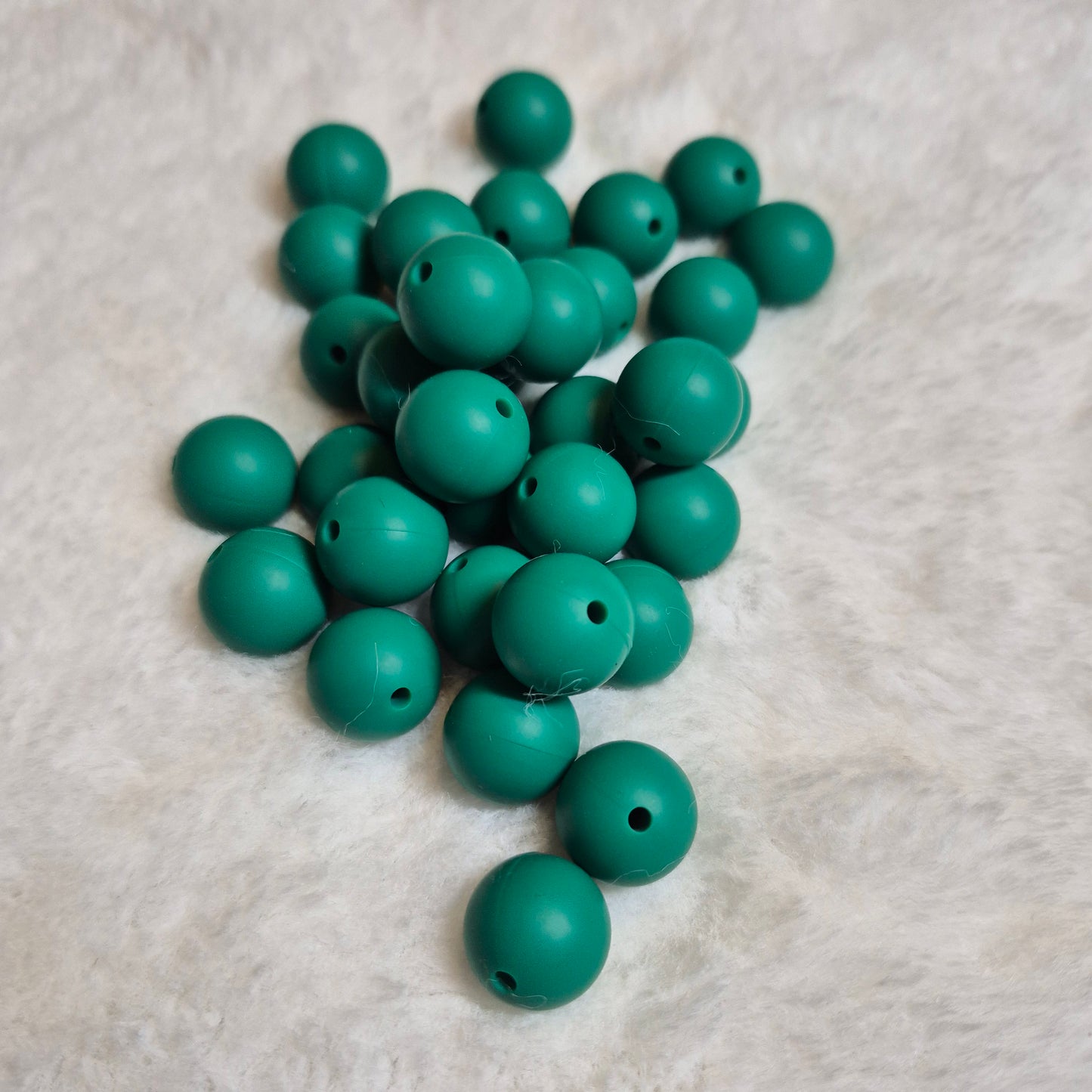 Deep Green 15mm Solid Silicone Bead