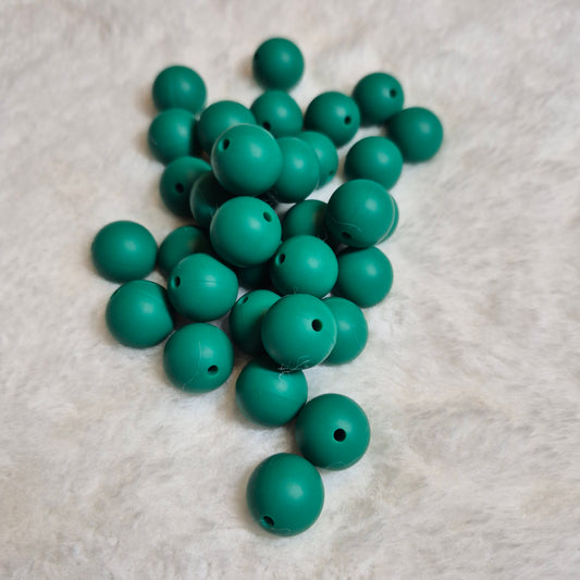Deep Green 15mm Solid Silicone Bead
