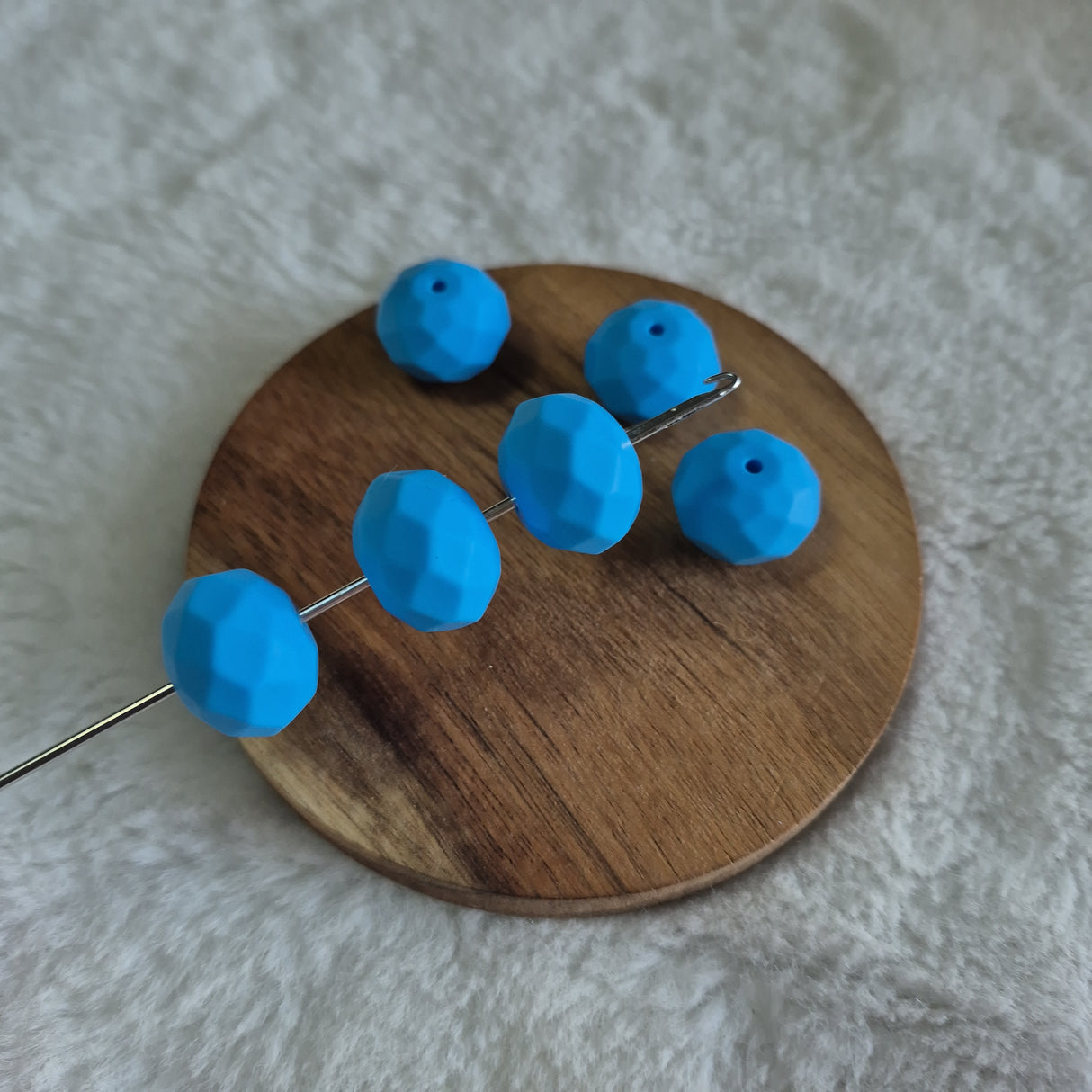Sky Blue Faceted Geo Silicone Beads