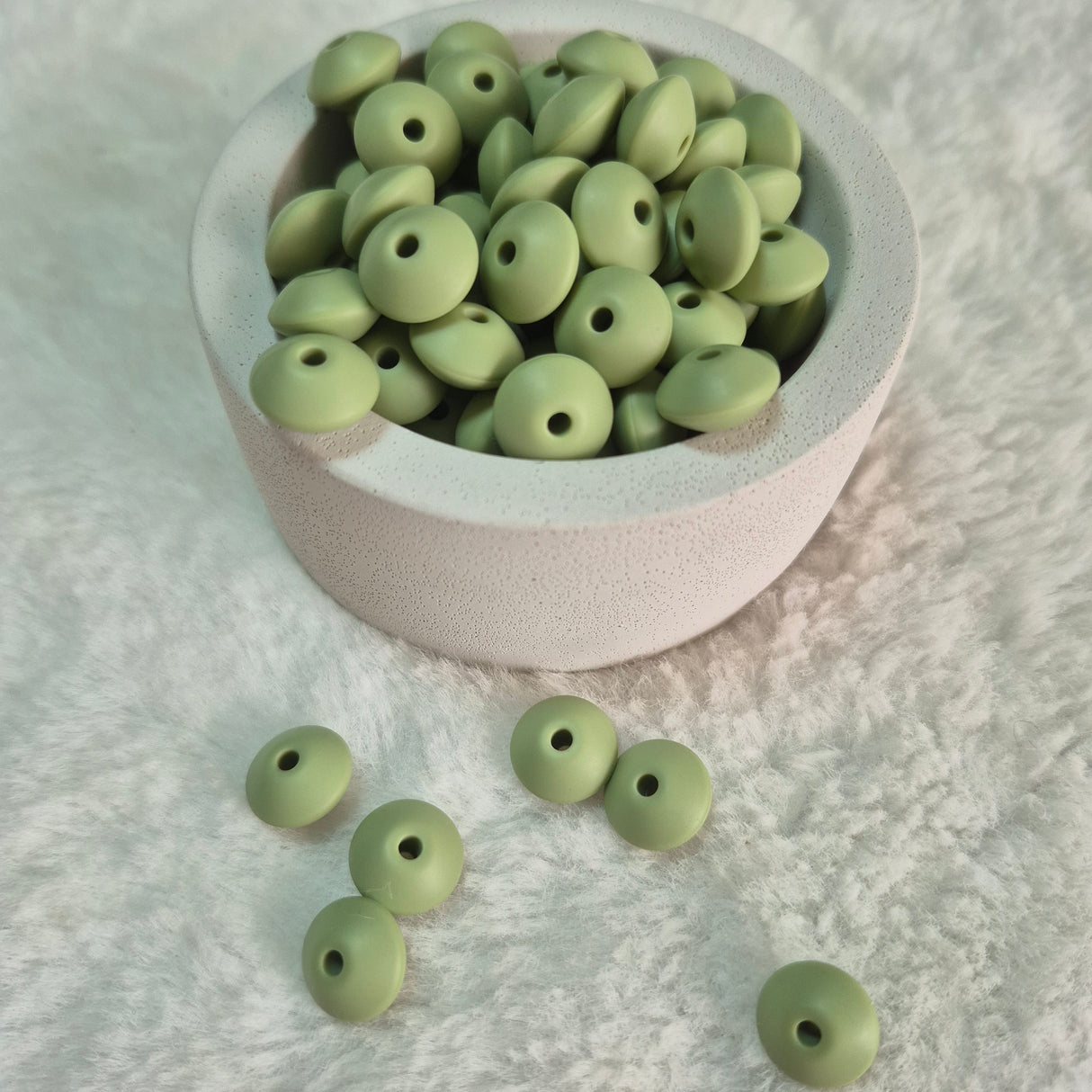 Matcha Lentil 12mm*7mm Solid Silicone Beads
