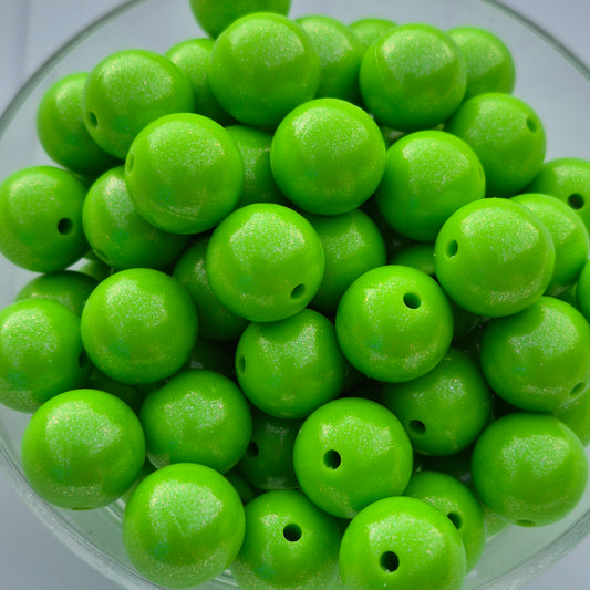 Lime Green Glitz Chameleon 15mm Silicone Beads