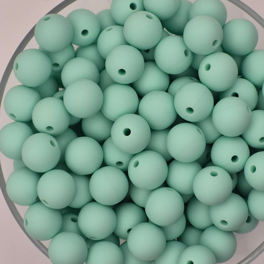 Mint 12mm Solid Silicone Beads